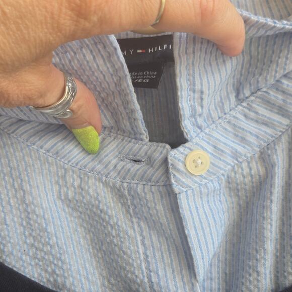 🎄 Tommy Hilfiger EUC sweater collared shirt combo long sleeve XL light blue - Picture 6 of 17
